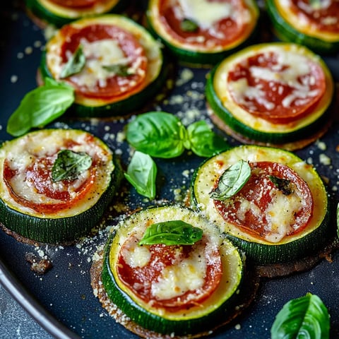 Eine Platte mit Zucchini-Rollen, die mit Mozzarella, Basilikum und Tomaten gefüllt sind.
