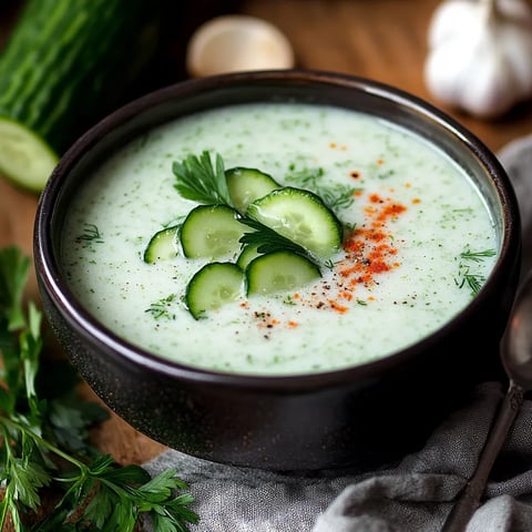 Ein Schalen mit einer cremigen Mischung, die mit Zwiebeln und Knoblauch garniert ist.