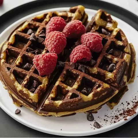 Waffel mit Schokolade und Raspberry.