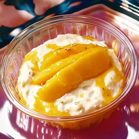 Ein Glas mit einer Mischung aus frischem Obst und Mayonnaise.