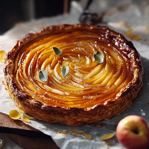 Ein Kuchen mit einer Kugelform und einer Schicht aus Apfel und Zitrone.