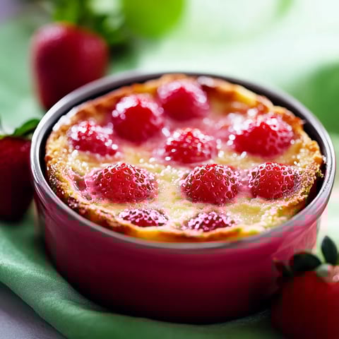 Ein Glas mit einer Strawberry-Kuche, die mit Strawberries und Zucker garniert ist.