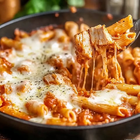 Eine Schüssel mit Penne-Nudels und Käse.
