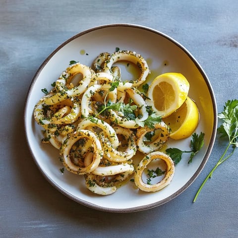 Ein Plate mit einer Mischung aus Kokosnudeln und Zwiebeln, garniert mit Zitronen.