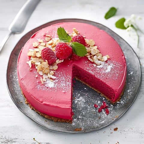 Eine süße Raspberry-Kuche mit einer Schlagseite und einer Schmelzstelle.
