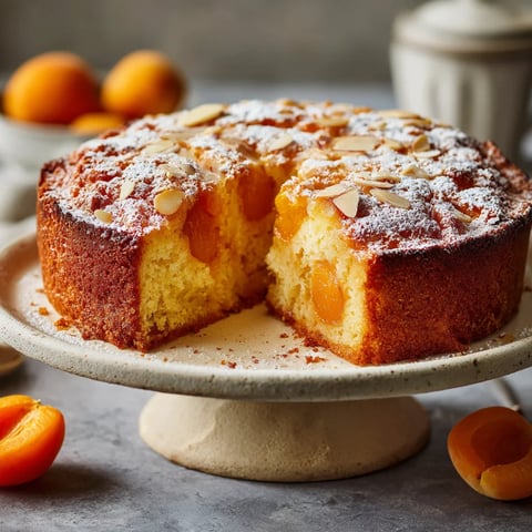 Ein Cake mit einer Schicht aus Mandeln und Zitrusfrüchten auf einem Teller.