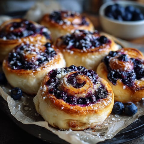 A plate of blueberry swirl pastries.