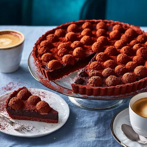 A slice of chocolate cream tartufo-tarte.