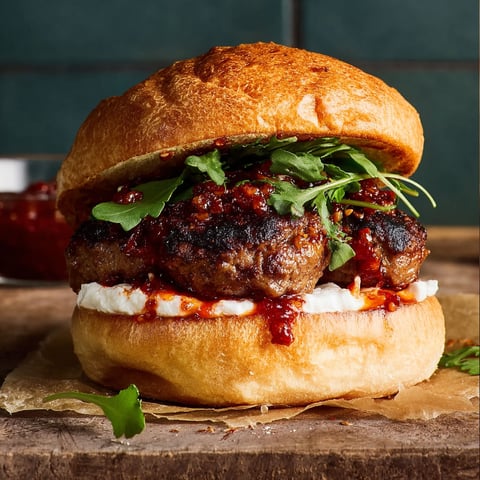 A saftige köfte-burger with lettuce and tomato.