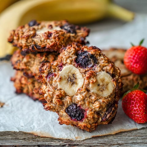 A plate of cookies with bananas and strawberries.