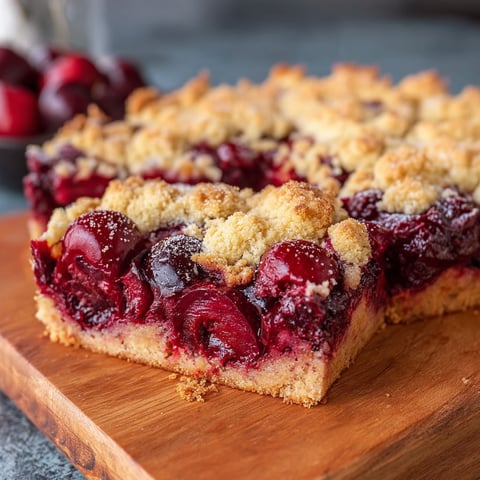A slice of a cake with cherries on top.