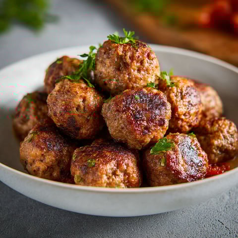 A bowl of meatballs.