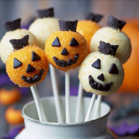 Halloween cake pops on a stick.