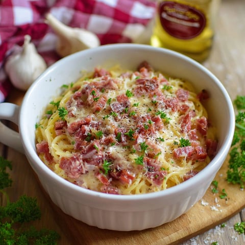 A bowl of pasta with meat and cheese.