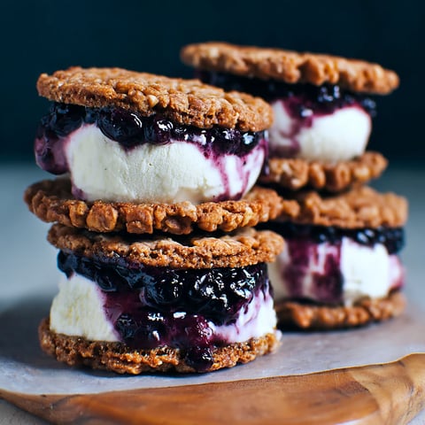 Blaubeer-Eiscreme-Sandwich.