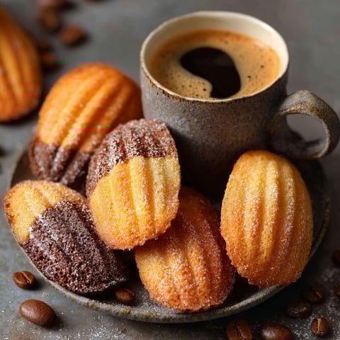 A cup of coffee with a plate of pastries.