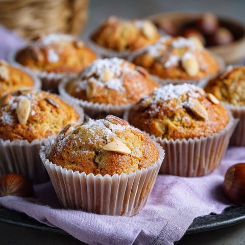 A plate of muffins with almonds on top.