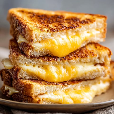 A stack of grilled cheese sandwiches on a plate.