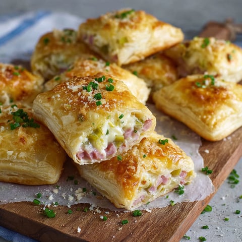 Flammkuchen Taschen on a wooden board.