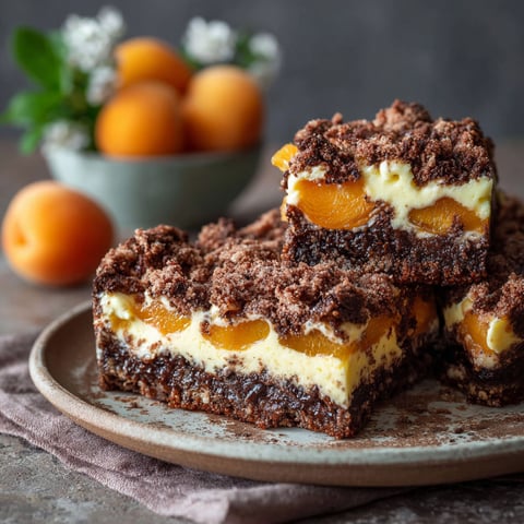 A plate of chocolate and peach cake.