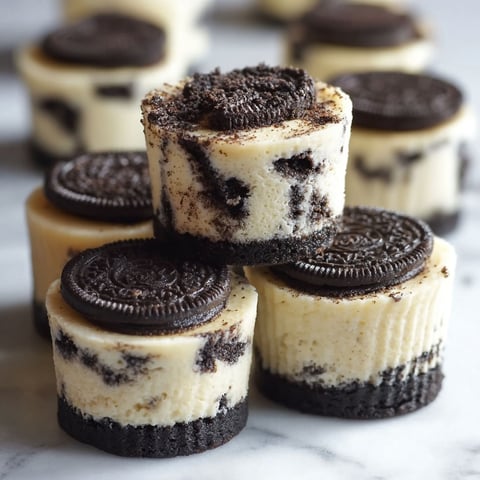 A stack of Oreo cheesecake bites.