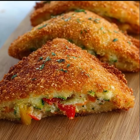 A piece of food on a wooden table.