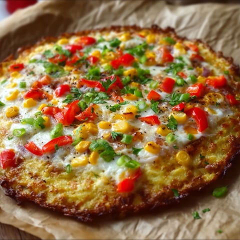 A low carb pizza with cheese and peppers.