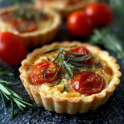 A small pastry with tomatoes and herbs on top.
