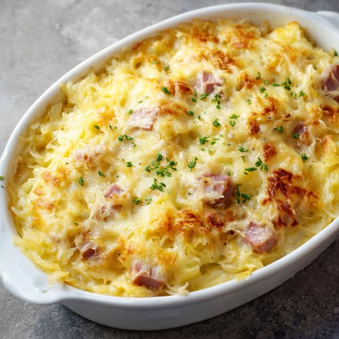 A white bowl filled with a dish made of cheese and sauerkraut.
