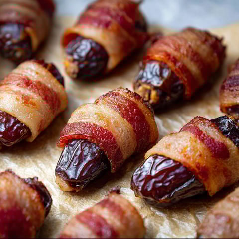 Bacon wrapped dates with bacon.