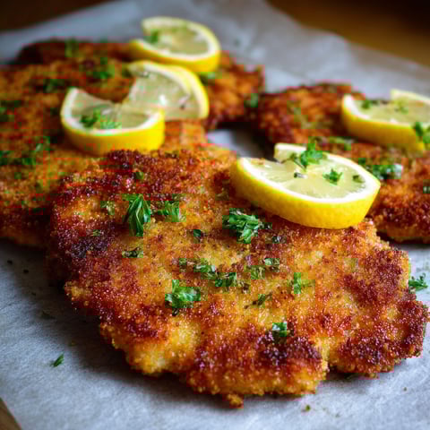 Panierte Schnitzel aus dem Backofen.