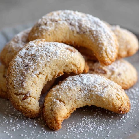 Low carb vanillekipferl on a plate.