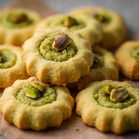 A plate of pistachio cookies.