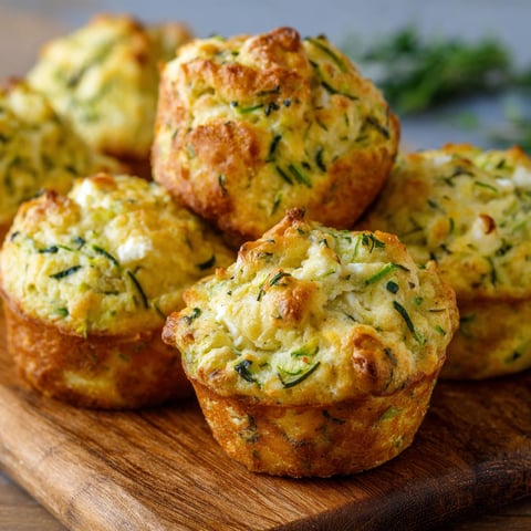 A stack of zucchini muffins on a wooden table.