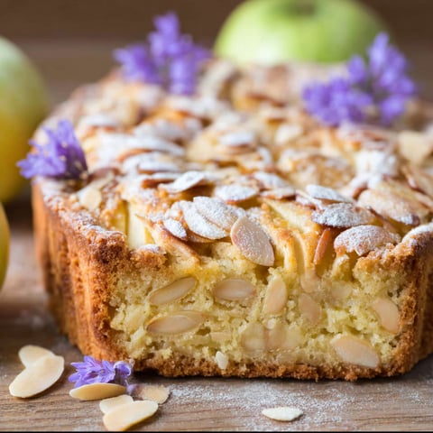 A slice of low carb apple cake.