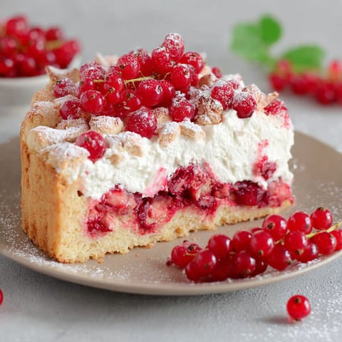 A slice of cake with berries on top.