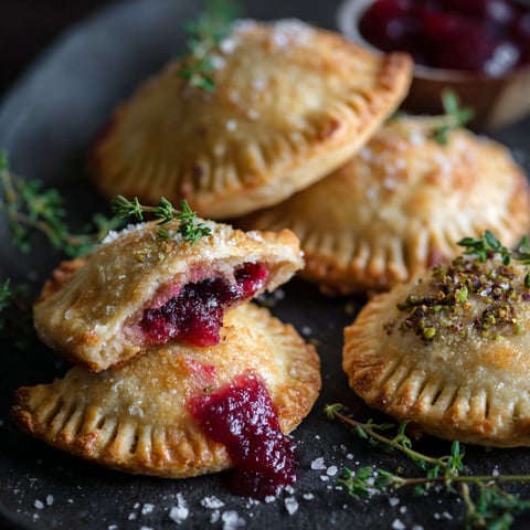 A plate of pikante hand pies with sauce.