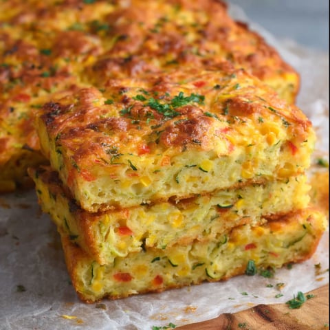 A slice of a cake with vegetables on it.
