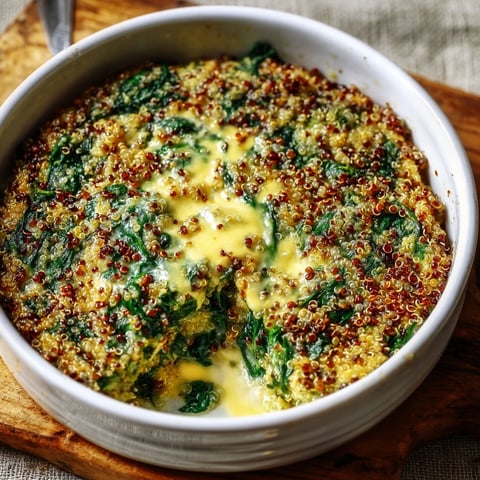 A bowl of quinoa and spinach.