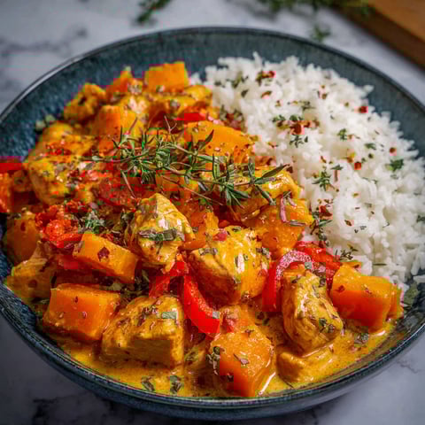 A bowl of creamy chicken and rice.