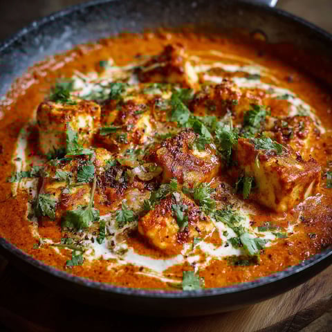 A bowl of Halloumi Makhani.