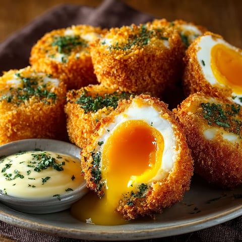 A plate of panierte Eier.