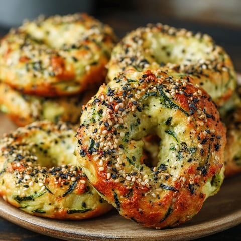 A plate of bagels with seeds on top.