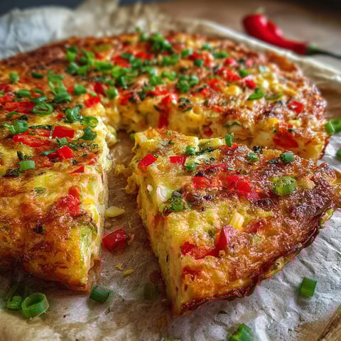 A slice of low carb pizza with red peppers.
