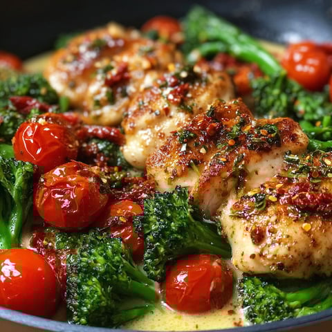 A plate of food with broccoli and tomatoes.