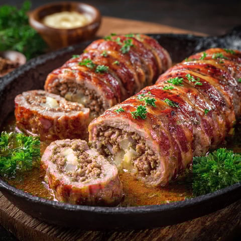 A plate of meat with a bowl of sauce next to it.
