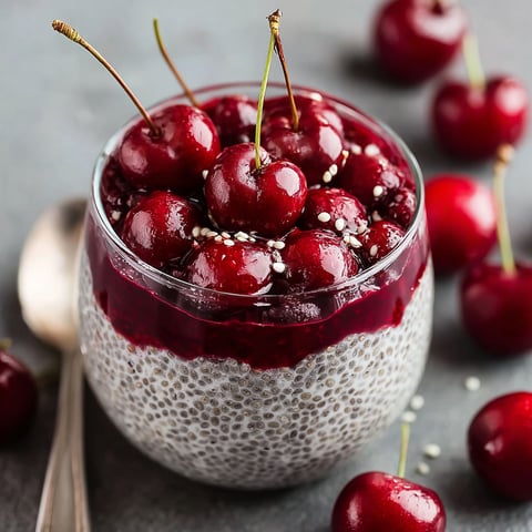 A glass of creamier kirsch chia pudding.