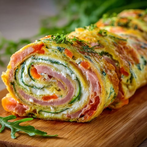 A roll of meat and vegetables.